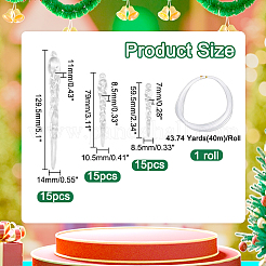 45Pcs Christmas Plastic Icicle Drop Pendant Decorations&nbsp;DIY-WR0003-04