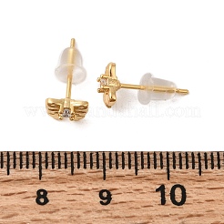 Bowknot Brass Micro Pave Clear Cubic Zirconia Stud Earrings&nbsp;EJEW-P331-11G