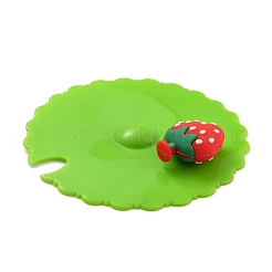 Strawberry Food Grade Silicone Cup Cover Lid&nbsp;AJEW-G031-02B