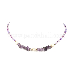 3Pcs 3 Style Dyed Natural Mixed Gemstone Chips & Shell Heart & Pearl Beaded Necklaces Set&nbsp;NJEW-JN04354