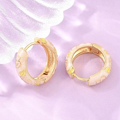Brass Enamel Hoop Earrings&nbsp;KK-CBA8324-13G-04