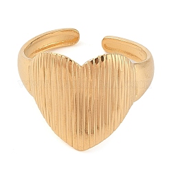Ion Plating(IP) 304 Stainless Steel Heart Open Cuff Rings for Women&nbsp;RJEW-Z057-03G