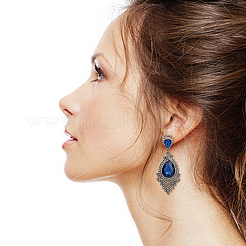 3 Pairs 3 Colors Glass Teardrop Dangle Stud Earrings&nbsp;EJEW-FI0001-88