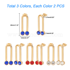 6Pcs 3 Color U Shape Rhinestone Dangle Stud Earrings for Girl Women&nbsp;STAS-UN0030-18