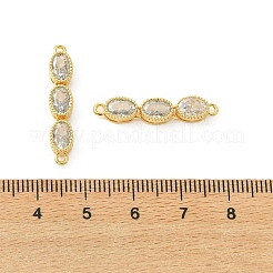 SHEGRACE Brass Pave Clear Cubic Zirconia Triple Oval Links Connector Charms&nbsp;XGRQ3P620-644G