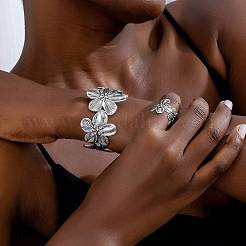 Flower Alloy Cuff Bangles & Cuff Rings Sets&nbsp;FS-WG9C22C-02