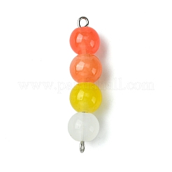 Gradient Color Round Glass Beaded Connector Charms&nbsp;PALLOY-JF02805
