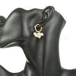 Round Shell Pearl Bead Cluster Huggie Hoop Earrings&nbsp;EJEW-JE07146