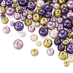 12 Strands 12 Styles Baking Paint Pearlized Glass Pearl Round Bead Strands&nbsp;HY-CW0001-03B