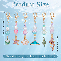 18Pcs 6 Styles Alloy ABS Plastic Imitation Pearl Pendant Decorations&nbsp;HJEW-BM0001-41