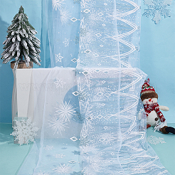 2M Polyester Embroidery Snowflake Fabrics&nbsp;DIY-WH0622-387