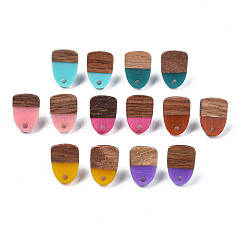 Resin & Walnut Wood Stud Earring Findings&nbsp;MAK-N032-026A