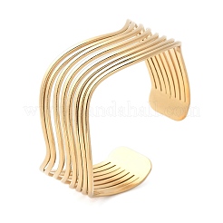 Multilayer Wave 304 Stainless Steel Cuff Bangles for Women&nbsp;BJEW-U032-18G
