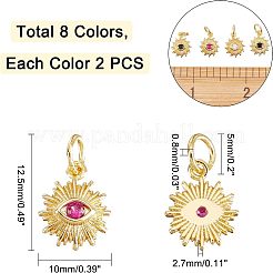 16Pcs 8 Colors Brass Micro Pave Cubic Zirconia Charms&nbsp;KK-NB0001-39