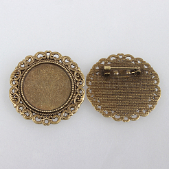 Vintage Alloy Brooch Cabochon Bezel Settings&nbsp;PALLOY-N0085-53AB-NF