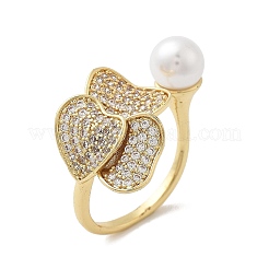 Brass Micro Pave Cubic Zirconia Cuff Rings for Women&nbsp;RJEW-P129-02G