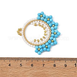 Faceted Round Natural Dyed Magnesite and Glass Seed Beaded Chakra Pendants&nbsp;PALLOY-MZ01407