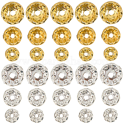 300Pcs 6 Styles Brass Rhinestone Spacer Beads&nbsp;RB-PA0001-02