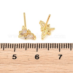 Brass Micro Pave Cubic Zirconia Stud Earrings for Women&nbsp;KK-A305-08G-02