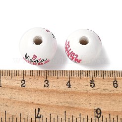 Mother's Day Theme Printed Wood European Beads&nbsp;WOOD-F016-06