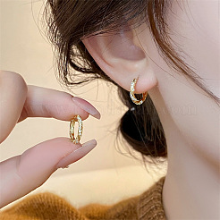 Twist Ring Alloy Crystal Rhinestone Hoop Earrings&nbsp;FS-WGBE8B9-01
