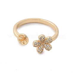 Flower Brass Micro Pave Cubic Zirconia Cuff Ring Setting&nbsp;LS-KK-A244-01A-G