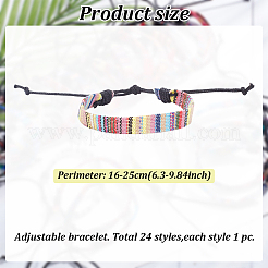 24Pcs 24 Style Jute Braided Cord Bracelets Set with Wax Cord&nbsp;BJEW-AN0001-61