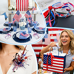 60 Yards 6 Styles Independence Day Polyester Ribbons&nbsp;OCOR-PH0036-25