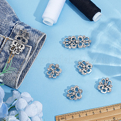 4Pcs Flower Alloy Crystal Rhinestone Adjustable Jean Button Pins&nbsp;FIND-CY0002-27P