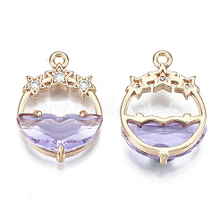 Faceted Transparent Glass Pendants&nbsp;X-GLAA-T020-18D