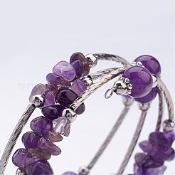 Four Loops Wrap Amethyst Beads Bracelets&nbsp;BJEW-JB02590-05