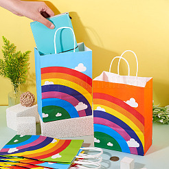 12Pcs 6 Colors Paper Rainbow Printed Carry Storage Tote Bags&nbsp;ABAG-TA0002-05B