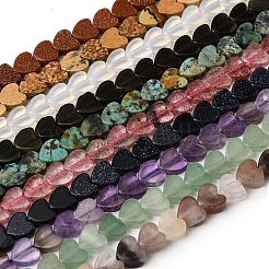 Heart Natural & Synthetic Mixed Gemstone Bead Strands&nbsp;G-L420-25-6mm-M