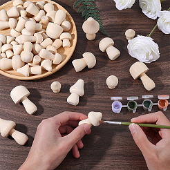 54Pcs 10 Styles Unfinished Wood Mushroom Ornaments&nbsp;DJEW-WR0001-14