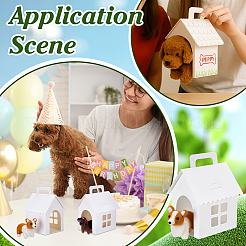 Paper Cardboard Dog Gift Storage Boxes with Handles and Window&nbsp;CON-WH0107-78B