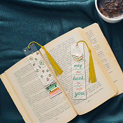 4 Patterns Rectangle Waterproof Acrylic Bookmarks Set&nbsp;DIY-GL0004-50B