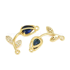 Rack Plating Brass Micro Pave Clear Cubic Zirconia Flower Connertor Charms&nbsp;KK-Z043-03K
