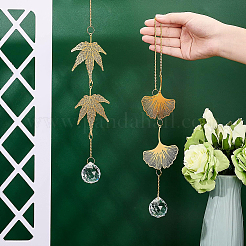 2Pcs Leaf Brass Handmade Wind Chimes&nbsp;HJEW-BC0001-18