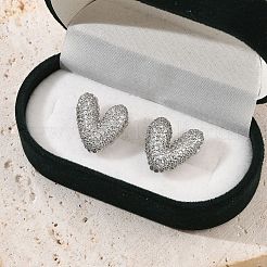 Brass Micro Pave Clear Cubic Zirconia Stud Earrings for Women&nbsp;EJEW-F352-06P