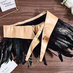 PU Leather Natural Chicken Feather Cape&nbsp;AJEW-WH20067-002