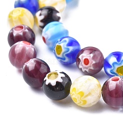 Round Handmade Millefiori Glass Beads Strands&nbsp;LK-R004-82