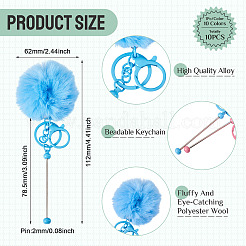 10Pcs 10 Colors Polyester Wool Beadable Keychain Bar&nbsp;AJEW-TA0003-18