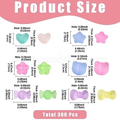 300Pcs 6 Styles Frosted Transparent Acrylic Beads&nbsp;FACR-YW0001-13