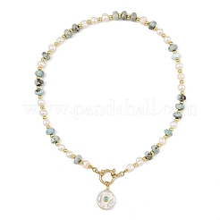 Natural Baroque Keshi Pearl Coin Pendant Necklaces&nbsp;NJEW-JN06642