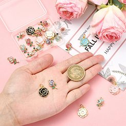 24Pcs 8 Styles Brass Enamel Pendants&nbsp;KK-SZ0003-20