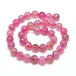 Dyed Natural Agate Faceted Round Beads Strands&nbsp;G-E268-02