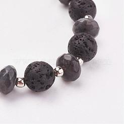 Natural & Synthetic Mixed Stone & Lava Rock Stretch Bracelets&nbsp;BJEW-JB03071