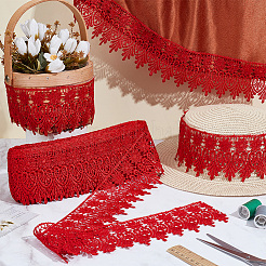 Polyester Flower Lace Ribbon&nbsp;OCOR-WH0105-156A