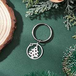 Ring with Christmas Trees 201 Stainless Steel Pendant Decorations&nbsp;KEYC-JKC01355