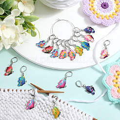 1 Set Butterfly Alloy Enamel Pendant Locking Stitch Markers&nbsp;HJEW-SC0001-60